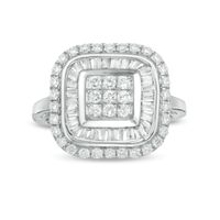 1 CT. T.w. Composite Diamond Cushion Frame Ring in 10K White Gold