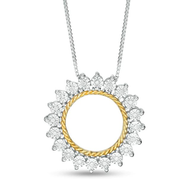 1/20 CT. T.w. Diamond Sun Outline Pendant in Sterling Silver and 14K Gold Plate