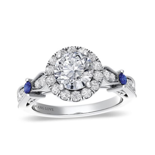 Vera Wang Love Collection 1-3/8 CT. T.w. Diamond and Sapphire Frame Engagement Ring