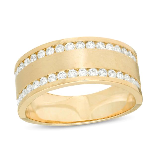 1/2 CT. T.w. Diamond Satin Center Anniversary Band in 14K Gold