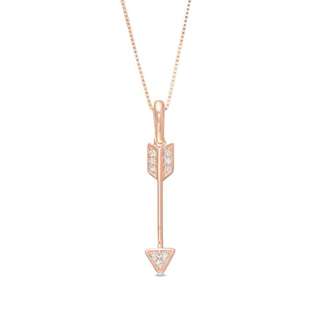 Diamond Accent Linear Arrow Pendant in 10K Rose Gold