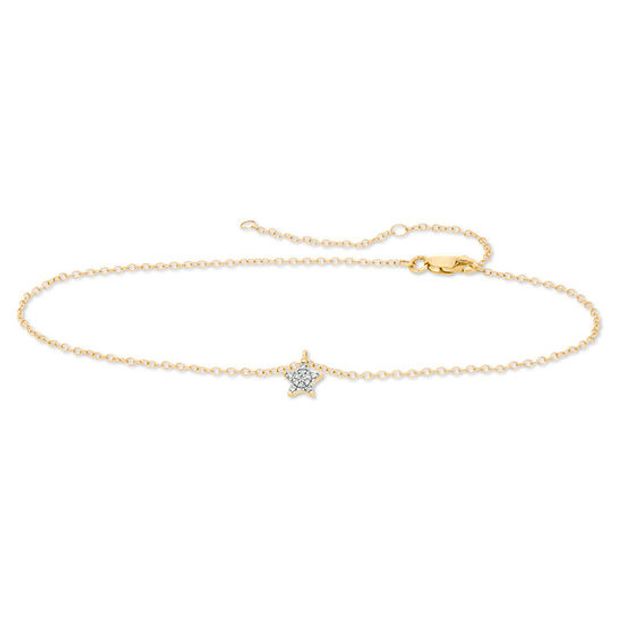 Diamond Accent Star Dangle Anklet in 10K Gold - 10"