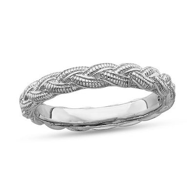 Stackable Expressionsâ¢ Beaded Braided Ring in Sterling Silver