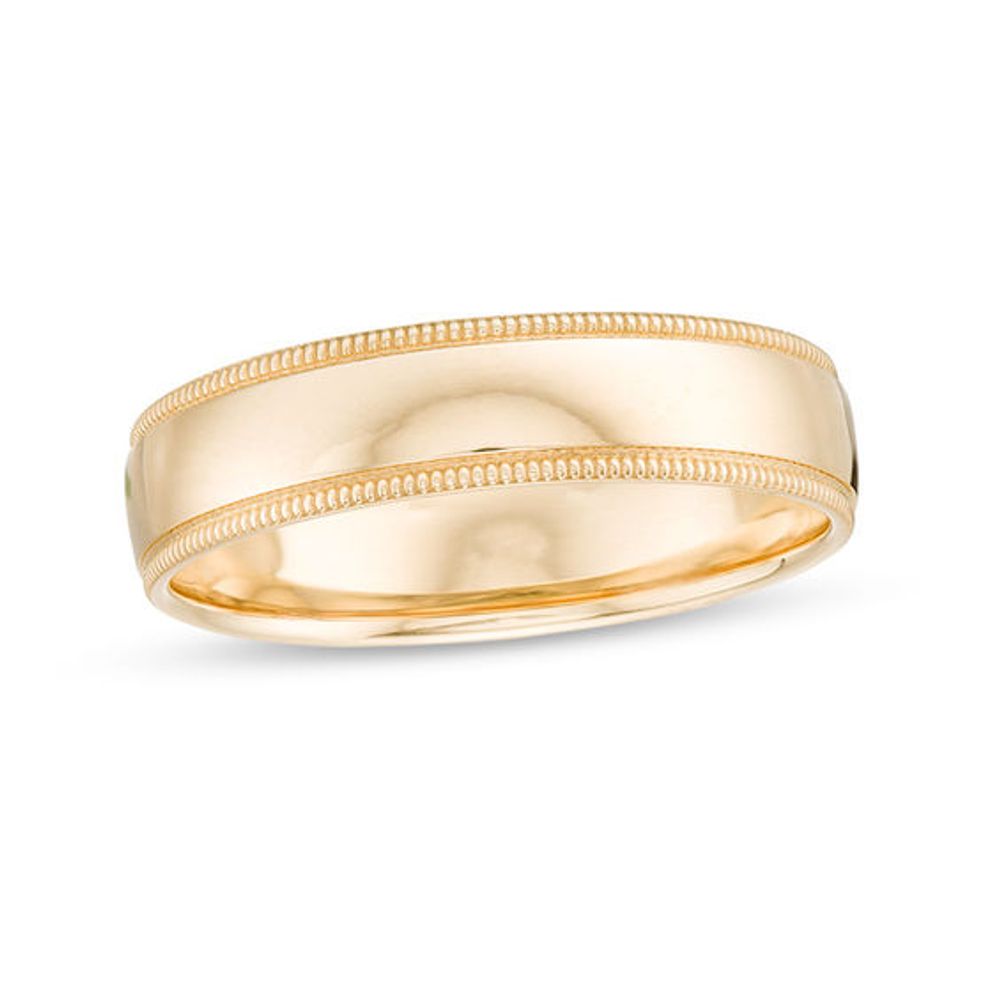 Men's 5.0mm Milgrain Comfort-Fit Wedding Band in 10K Gold - Size 10