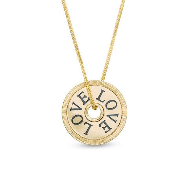 Vera Wang Love Collection 15.0mm "Love" Token Pendant in 10K Gold - 19"