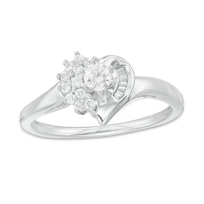 1/4 CT. T.w. Diamond Shadow Heart Ring in 10K White Gold