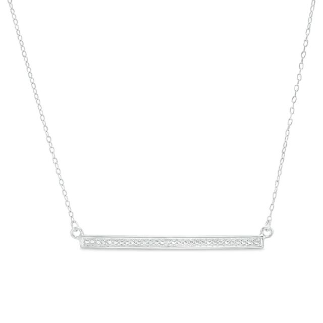 Diamond Accent Horizontal Bar Necklace in Sterling Silver