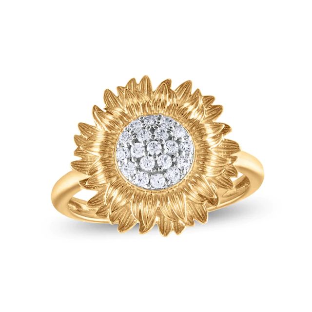 1/5 CT. T.w. Diamond Sunflower Ring in 10K Gold