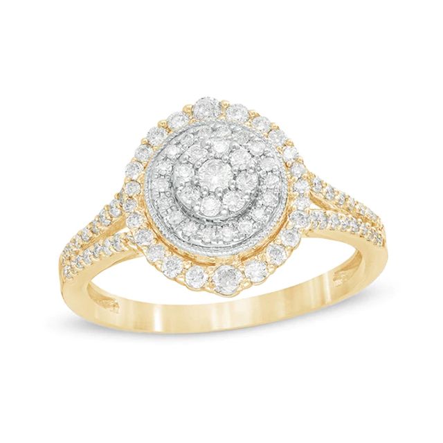 1/2 CT. T.w. Composite Diamond Frame Vintage-Style Engagement Ring in 10K Gold