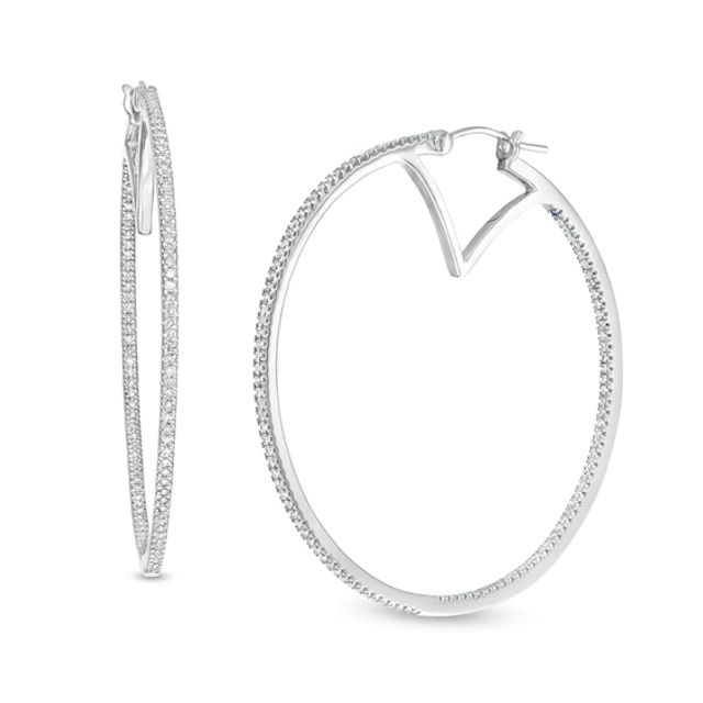 Vera Wang Love Collection 5/8 CT. T.w. Diamond Inside-Out Hoop Earrings in 10K White Gold