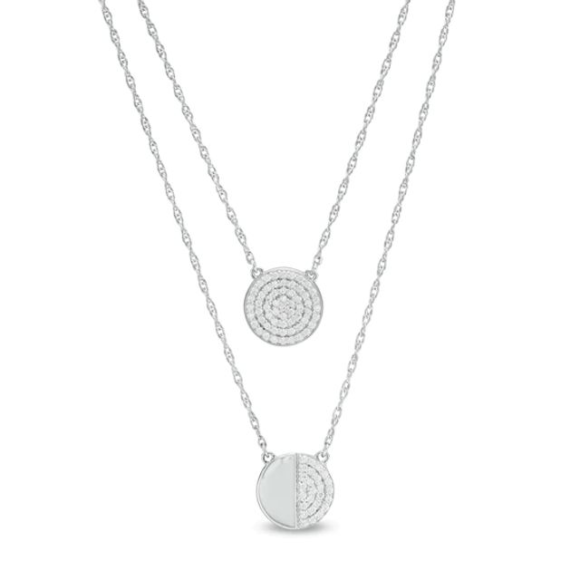 1/4 CT. T.w. Diamond Circle Layered Necklace in Sterling Silver