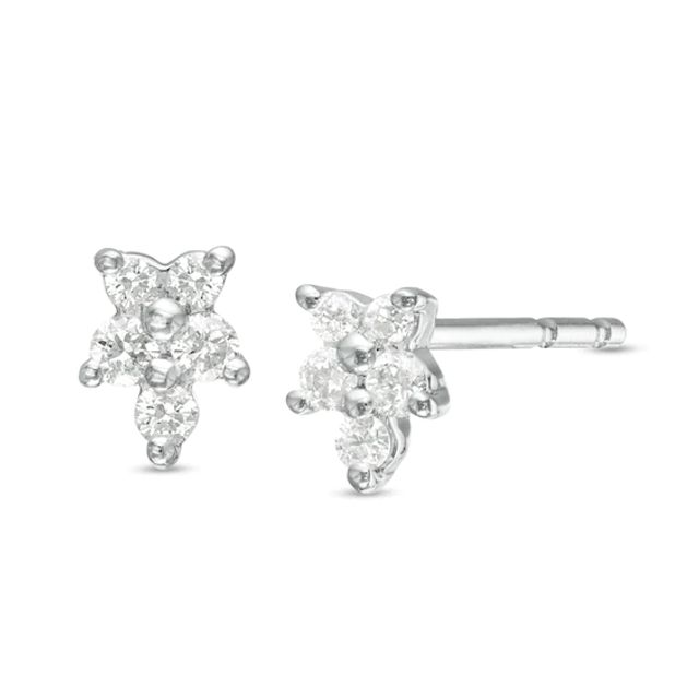 1/10 CT. T.w. Diamond Floral Stud Earrings in 10K White Gold