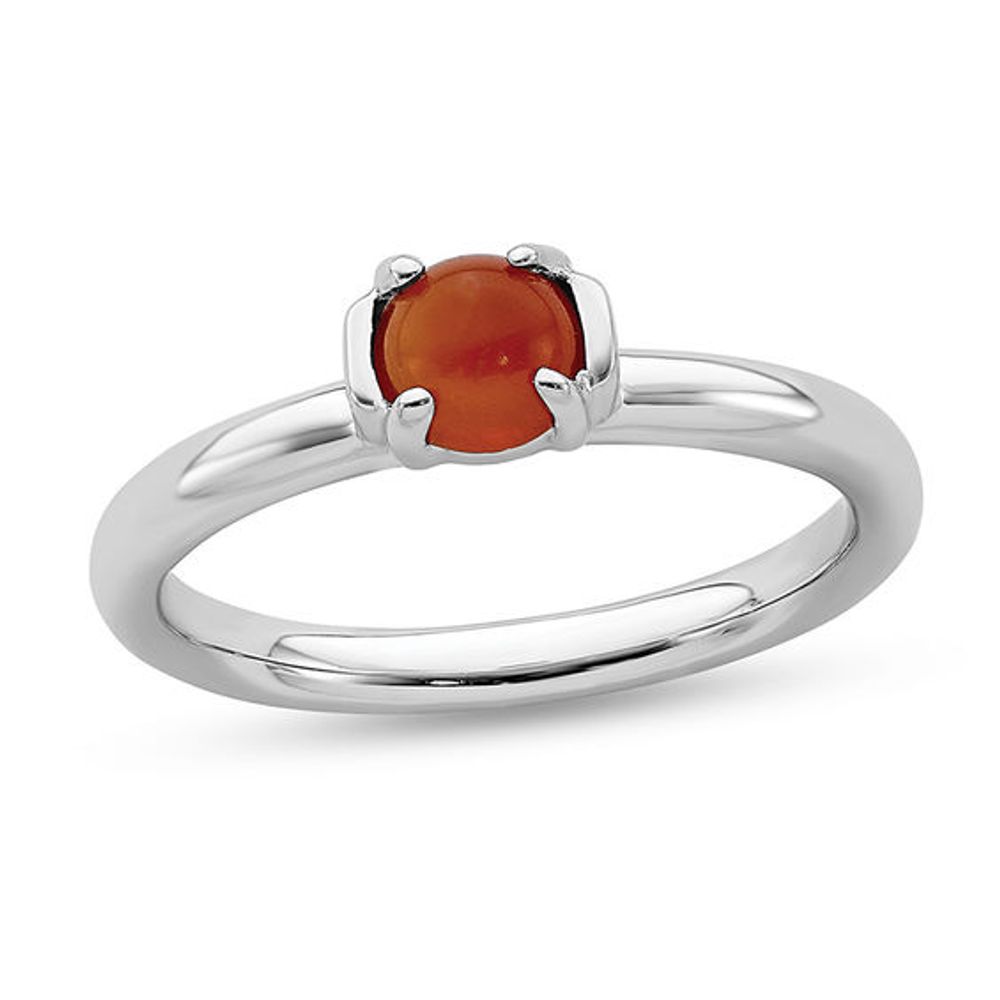 Stackable Expressionsâ¢ 5.0mm Carnelian Ring in Sterling Silver