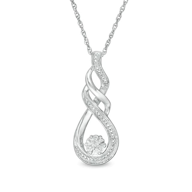 Diamond Accent Cascading Loop Pendant in Sterling Silver