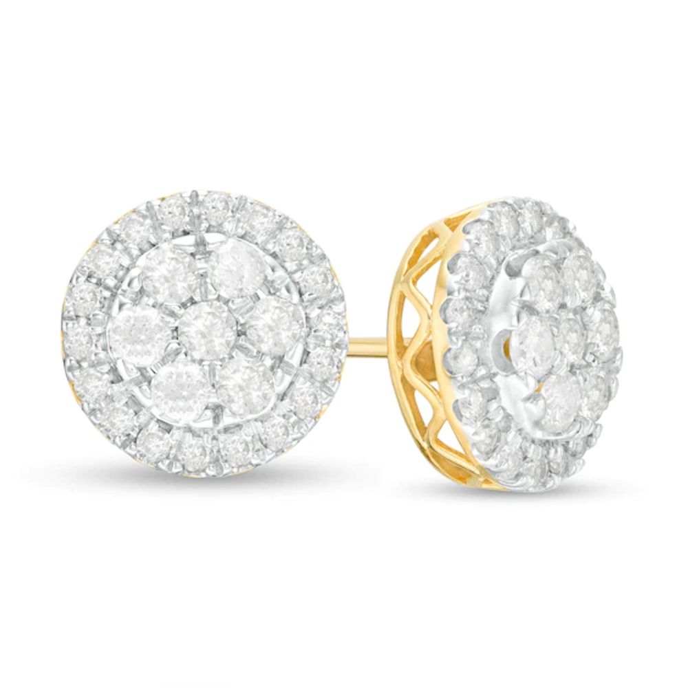 1 CT. T.w. Multi-Diamond Frame Stud Earrings in 10K Gold