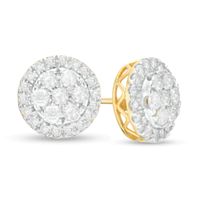 1 CT. T.w. Multi-Diamond Frame Stud Earrings in 10K Gold
