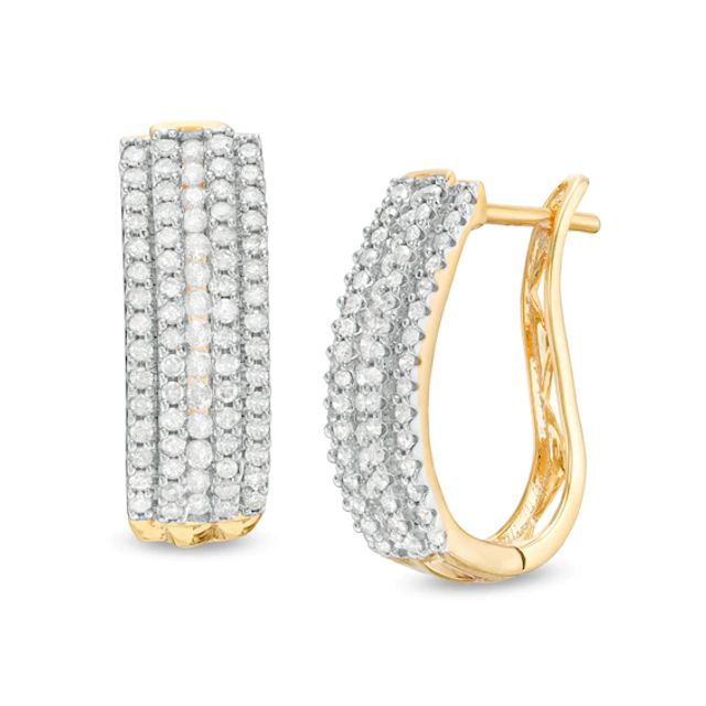 1-1/5 CT. T.w. Diamond Multi-Row Hoop Earrings in 10K Gold