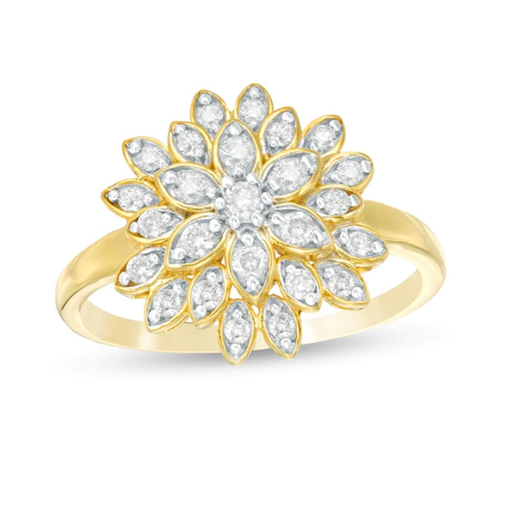 3/8 CT. T.w. Diamond Layered Flower Ring in 10K Gold