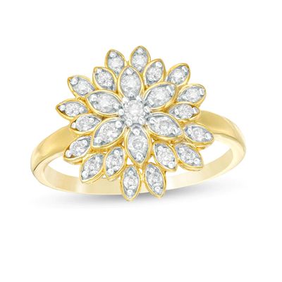 3/8 CT. T.w. Diamond Layered Flower Ring in 10K Gold