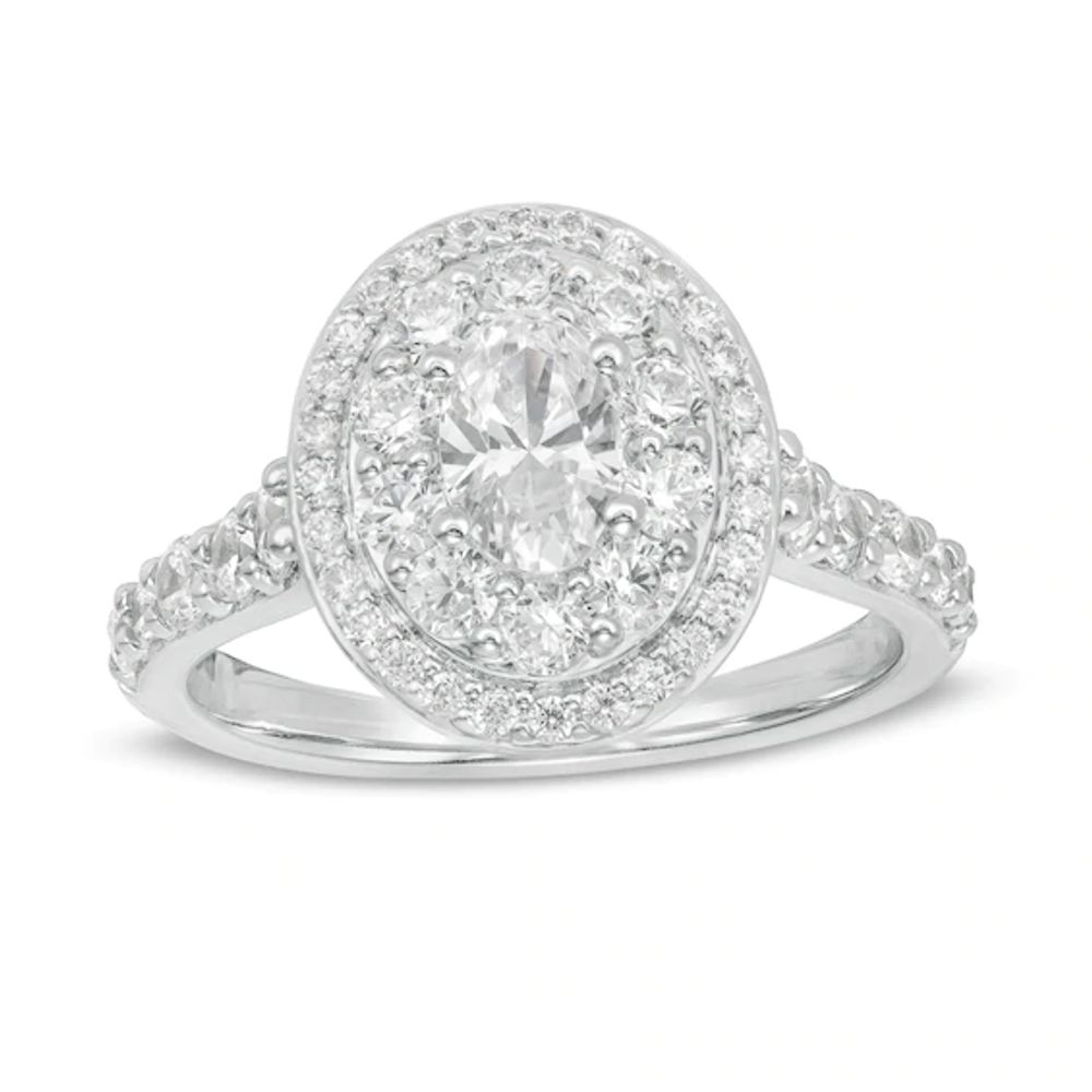 Loveâs Destiny by Zales 1-3/4 CT. T.w. Certified Oval Diamond Double Frame Engagement Ring in 14K Two-Tone Gold (I/Si2)