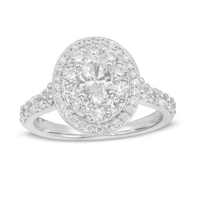 Loveâs Destiny by Zales 1-3/4 CT. T.w. Certified Oval Diamond Double Frame Engagement Ring in 14K Two-Tone Gold (I/Si2)
