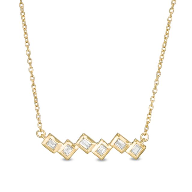 1/4 CT. T.w. Baguette Diamond Zigzag Bezel-Set Necklace in 10K Gold