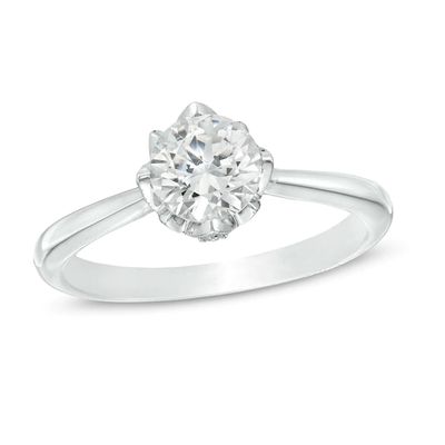 Celebration Ideal 1 CT. T.w. Certified Diamond Frame Engagement Ring in 14K White Gold (I/I1)