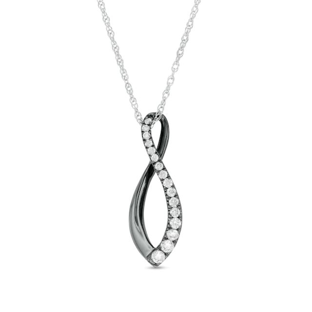 1/3 CT. T.w. Journey Diamond Infinity Pendant in 10K White Gold and Black Rhodium