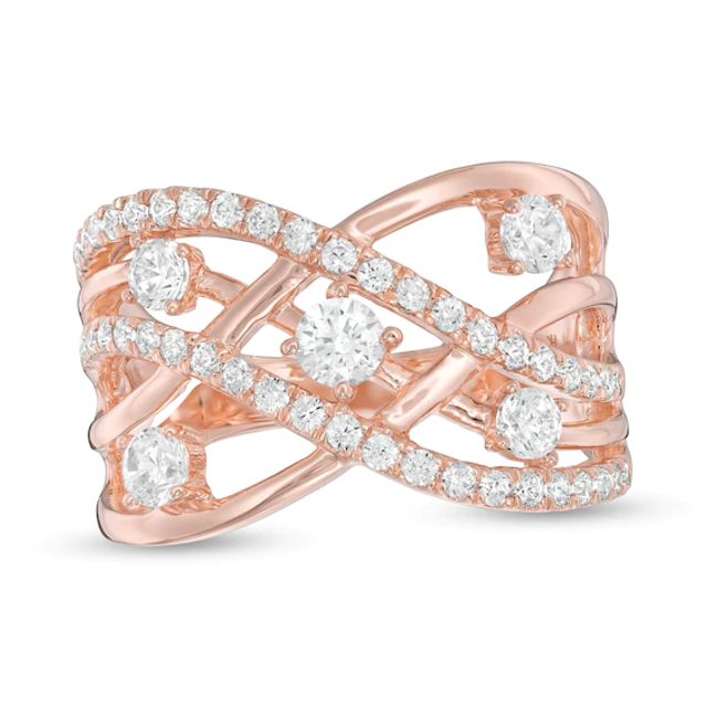 1 CT. T.w. Diamond Orbit Crossover Ring in 10K Rose Gold