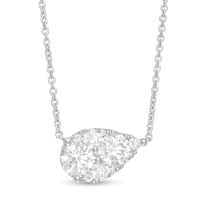 1-1/4 CT. T.w. Multi-Diamond Pear-Shaped Sideways Necklace in 14K White Gold