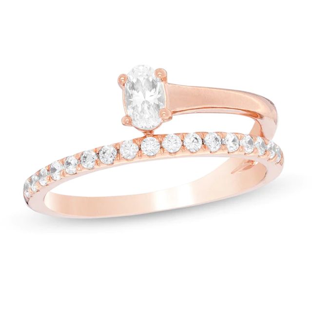 1/2 CT. T.w. Oval Diamond Wrap Ring in 10K Rose Gold