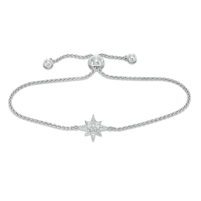 1/10 CT. T.w. Composite Diamond North Star Bolo Bracelet in Sterling Silver - 9.0"