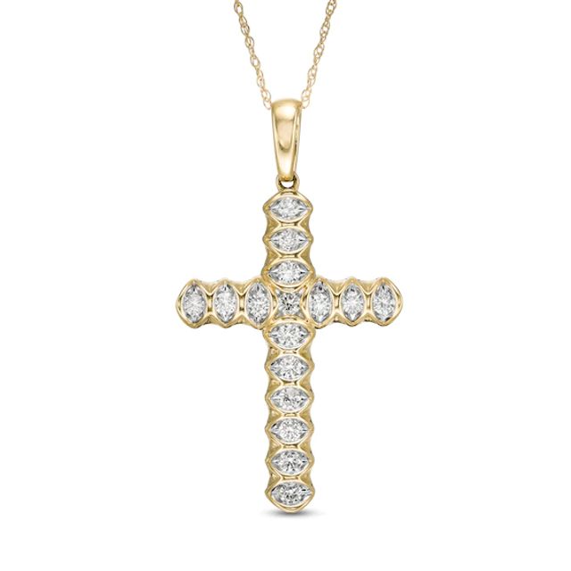 1/2 CT. T.w. Diamond Cross Pendant in 10K Gold