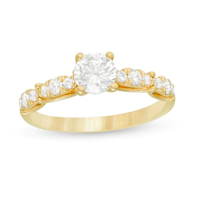 1 CT. T.w. Diamond Scalloped Shank Engagement Ring in 14K Gold