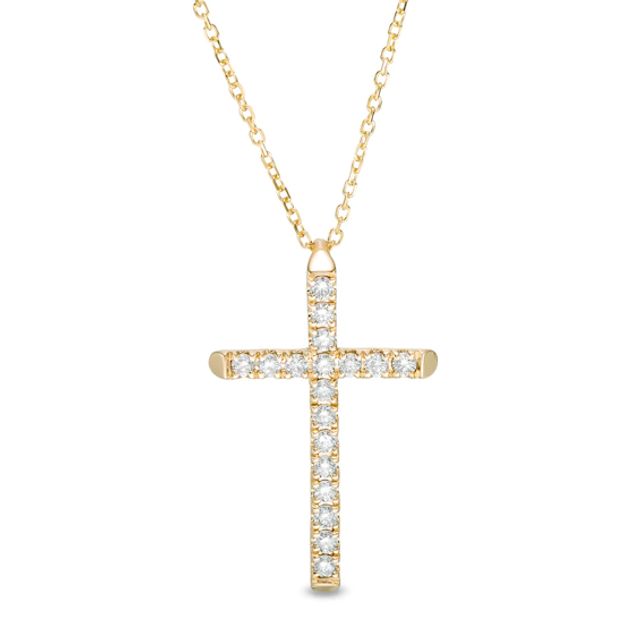Zales Men's 1/4 CT. T.w. Diamond Double Row Cross Necklace Charm in 10K  Gold | Foxvalley Mall