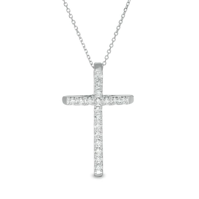 1/2 CT. T.w. Certified Diamond Cross Pendant in 14K White Gold (H/I1)