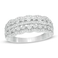 1/4 CT. T.W Diamond Scallop-Edged Multi-Row Anniversary Ring in 10K White Gold