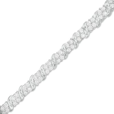 2 CT. T.w. Diamond "S" Tennis Bracelet in 10K White Gold