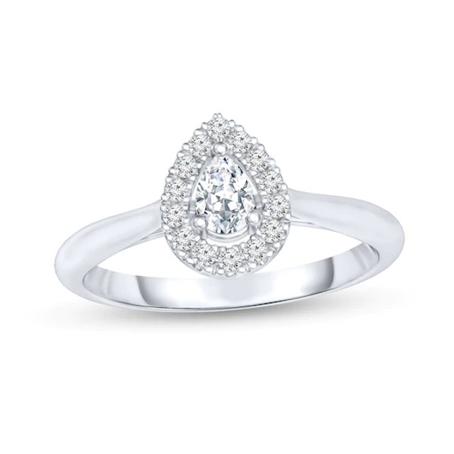 1/4 CT. T.w. Pear-Shaped Diamond Frame Promise Ring in 10K White Gold