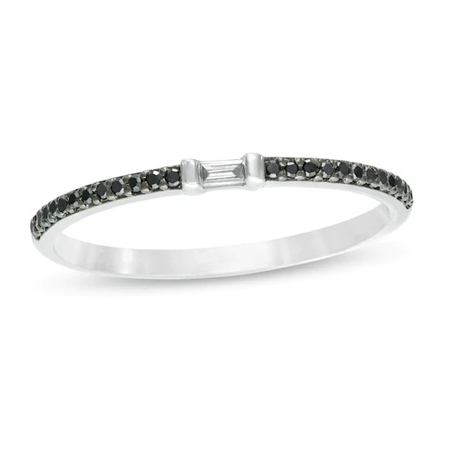 1/10 CT. T.w. Enhanced Black and White Diamond Anniversary Band in 10K White Gold