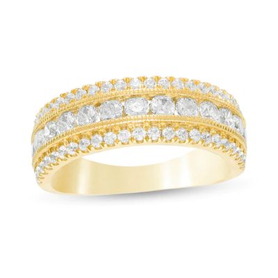 1-1/3 CT. T.w. Diamond Multi Row Vintage-Style Anniversary Ring in 10K Gold