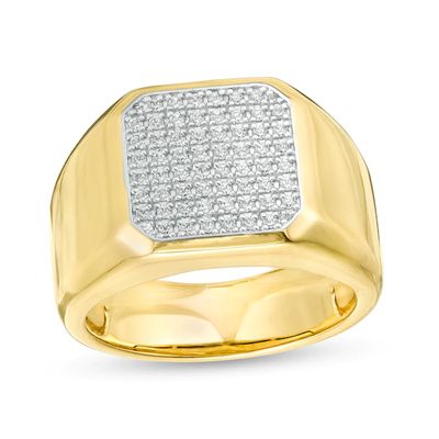 Vera Wang Men 1/2 CT. T.w. Octagonal Composite Diamond Signet Ring in 10K Gold