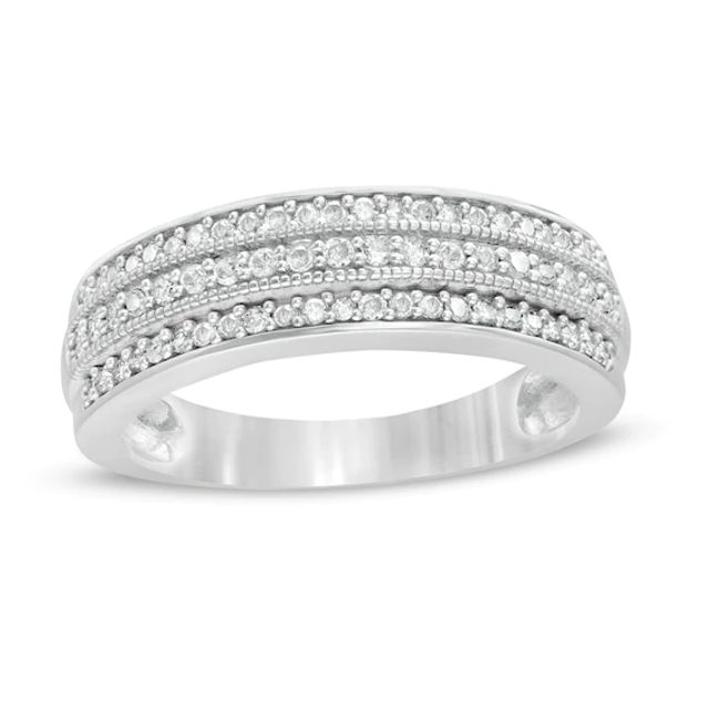 1/3 CT. T.w. Diamond Multi-Row Vintage-Style Band in 10K White Gold