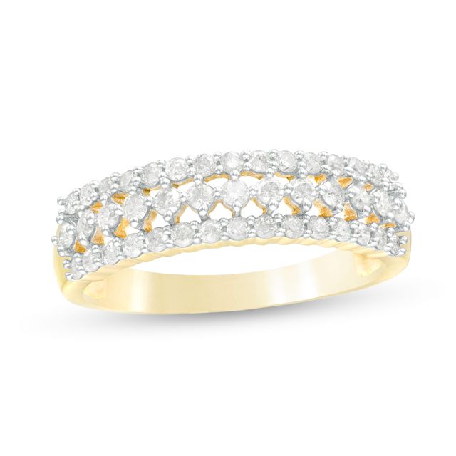 1/2 CT. T.w. Diamond Multi-Row Band in 10K Gold