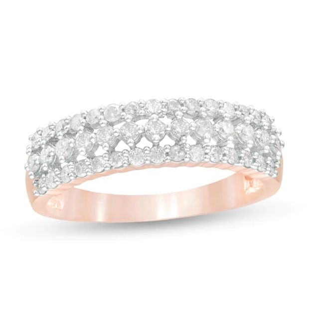 1/2 CT. T.w. Diamond Multi-Row Band in 10K Rose Gold