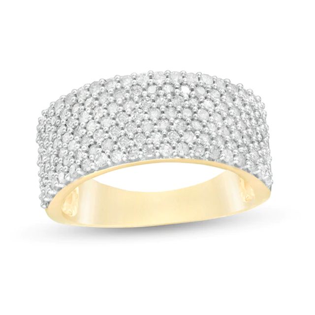 1 CT. T.w. Diamond Multi-Row Band in 10K Gold
