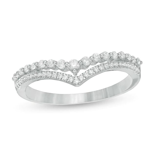 1/4 CT. T.w. Diamond Double Chevron Anniversary Band in 10K White Gold