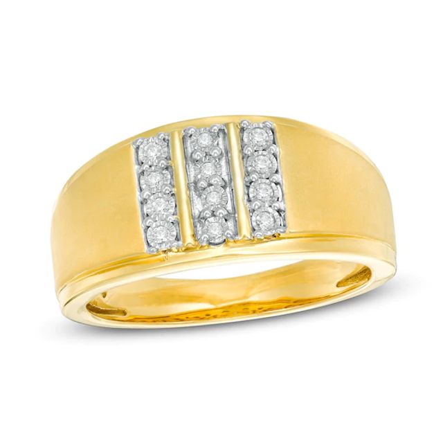 Men's 1/10 CT. T.w. Diamond Vertical Three Row Ring in 10K Gold