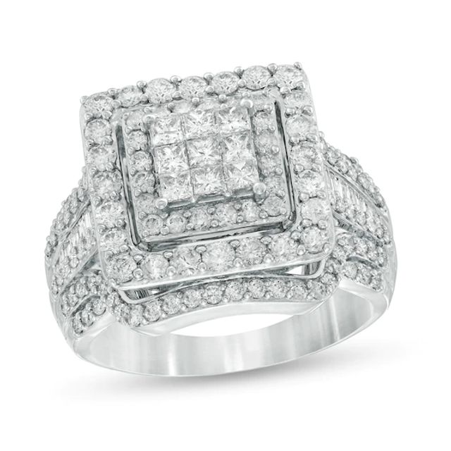 2 CT. T.w. Princess-Cut Composite Diamond Double Frame Engagement Ring in 10K White Gold