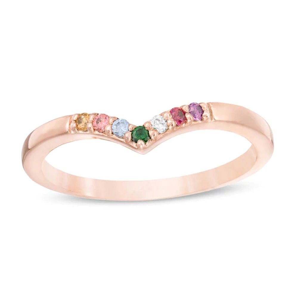 Mother's Birthstone Chevron Ring (3-7 Stones)